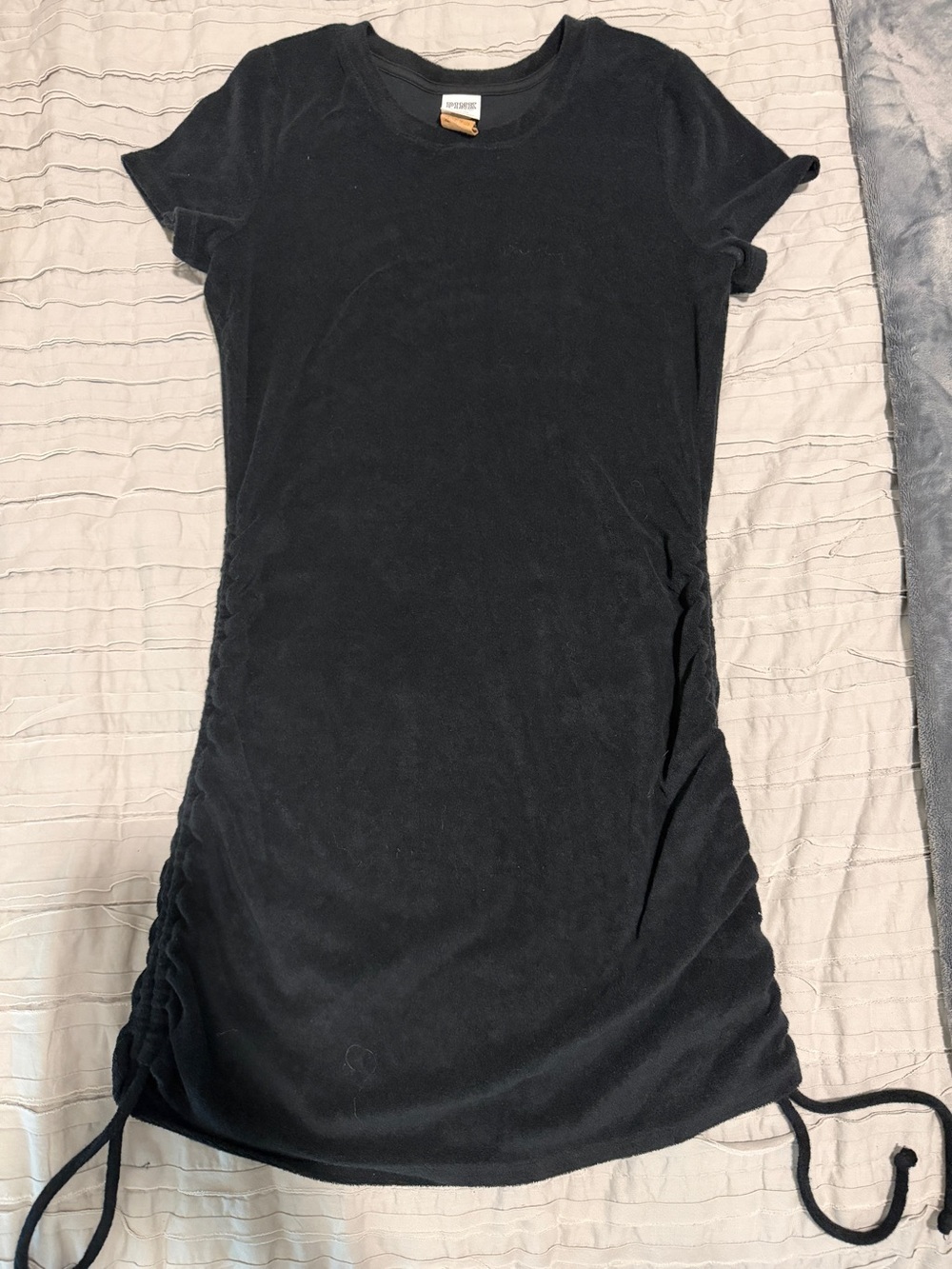 Victoria's Secret PINK Terry Cloth Mini Dress Black Ruched Sides Women's Size M